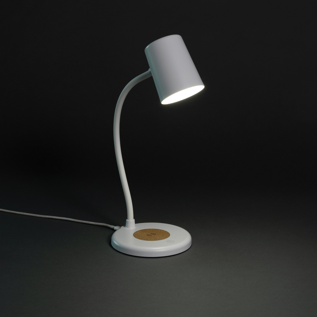 Zenara RCS recycled plastic and cork 15W wireless desk lamp - Image 12