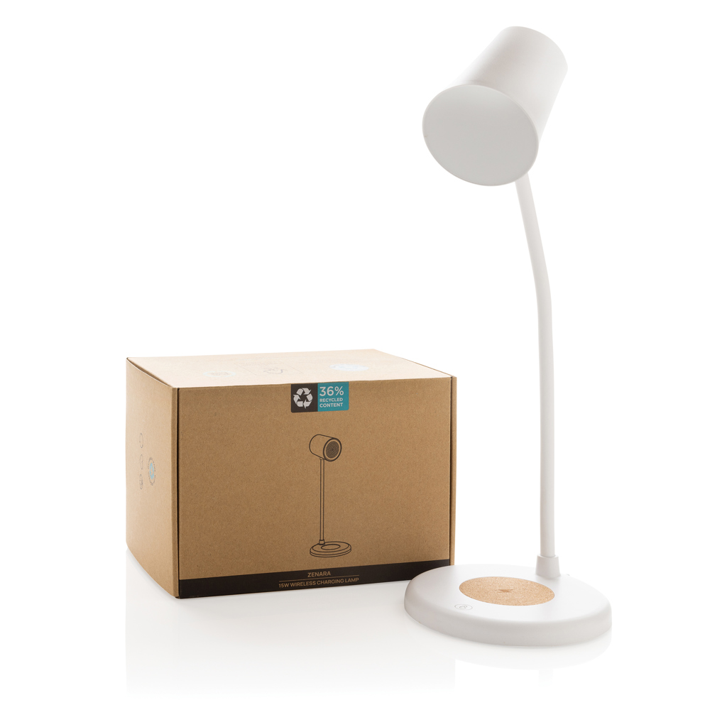 Zenara RCS recycled plastic and cork 15W wireless desk lamp - Image 15