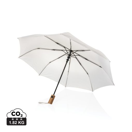 Kaycey 21" AWARE™ RPET Acacia wood mini auto open umbrella