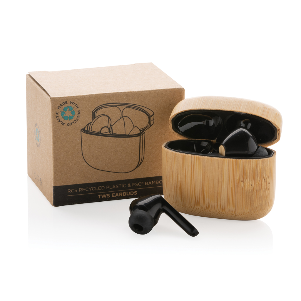 Bamboo TWS earbuds with RCS recycled plastic - Image 8
