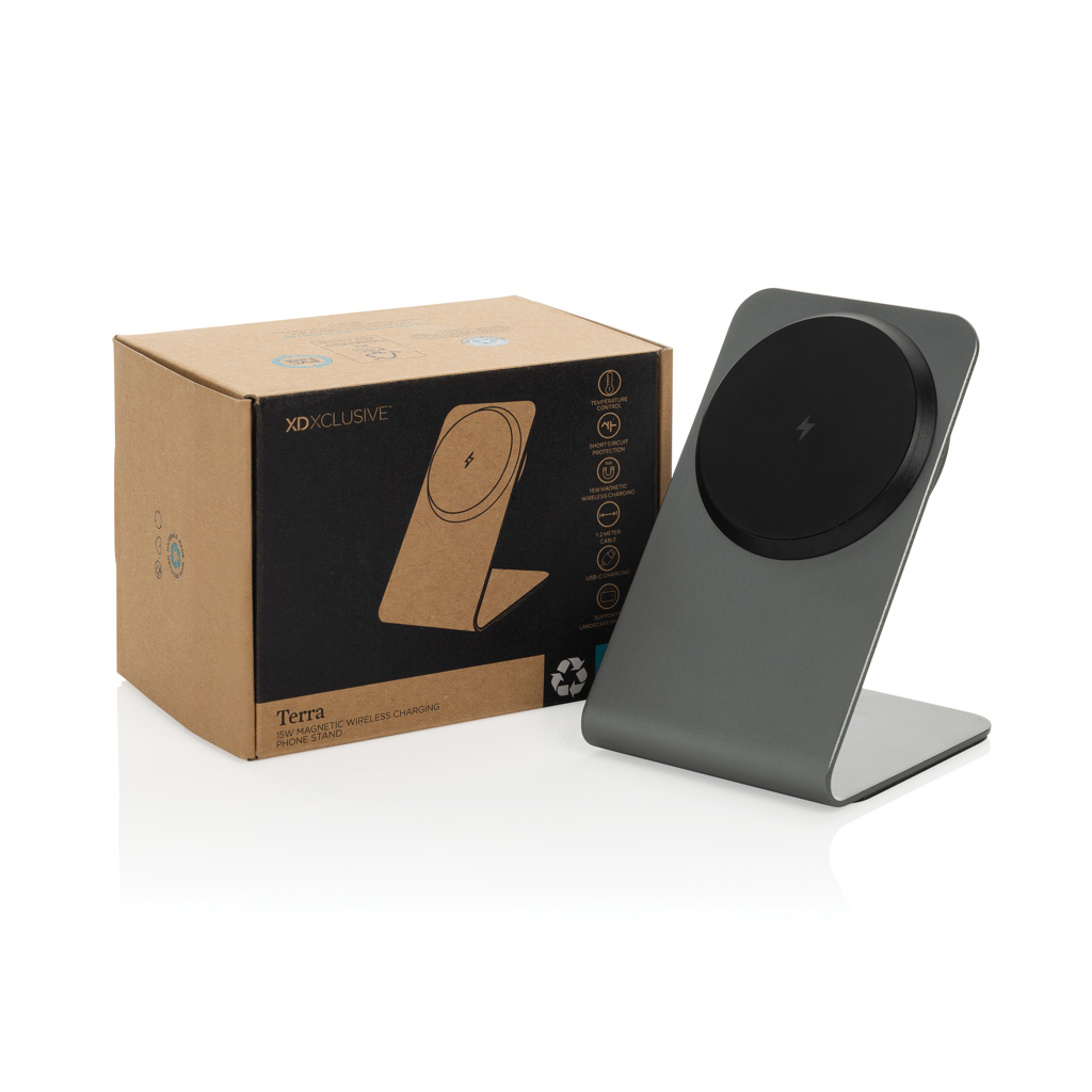 Terra aluminium 15W magnetic wireless charging phone stand - Image 5